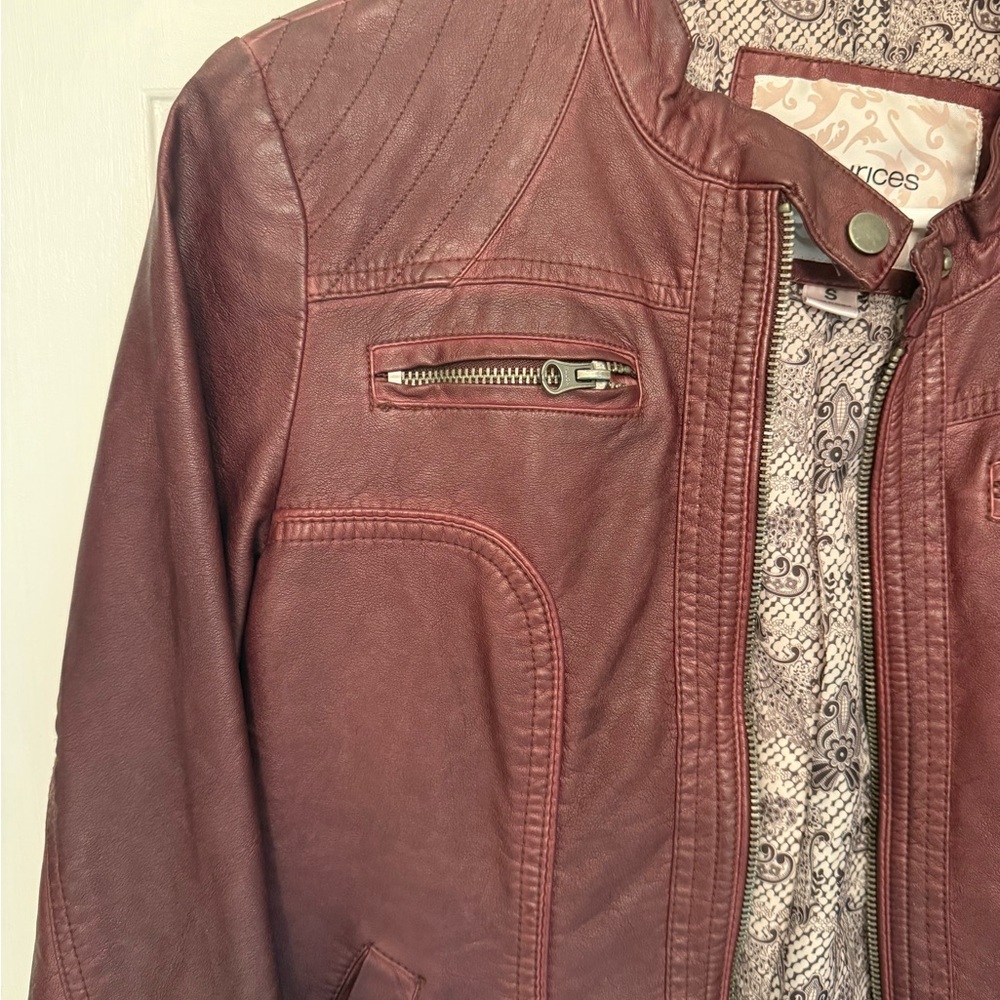 Maurice’s Maroon Lightweight Moto Jacket - Picture 2 of 8